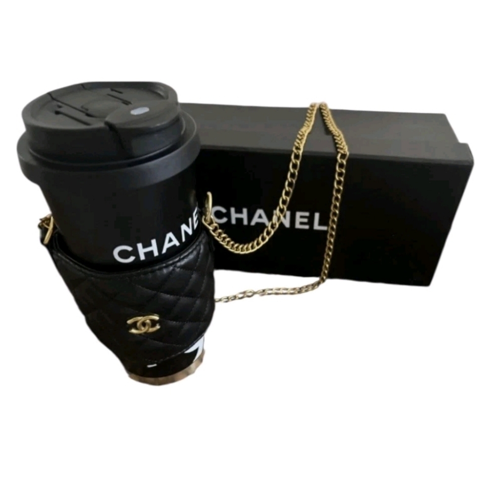 Black Quilted Crossbody Bag & Black Travel Coffee Tumbler Set - Picture 5 of 10